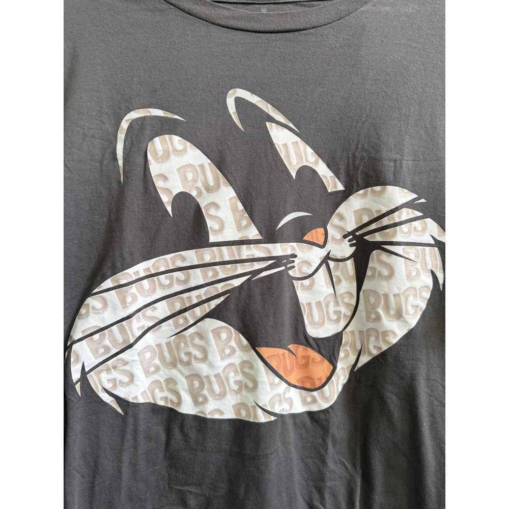 Sixth Flags Looney Tunes Bugs Bunny Graphic T‑Shirt Gray Oversized Style